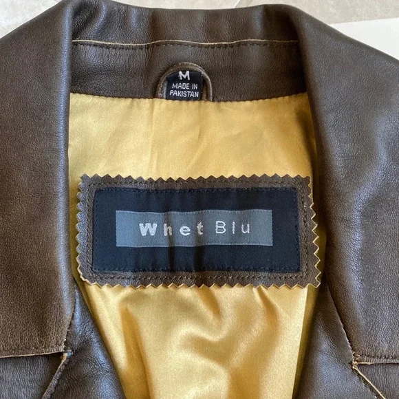 Whet‎ Blu Brown Leather Jacket EUC